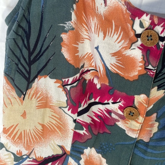 ROXY Tropical Print Dress Button Up Sundress Floral Hibiscus Beachy Summer - Picture 3 of 9